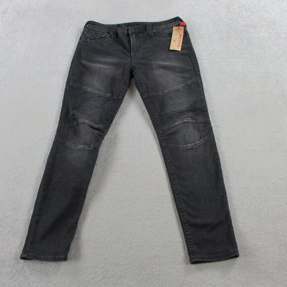 True Religion Denim - NWT True Religion Jeans Womens 33 Black Denim Super Skinny Moto Stretch Flap